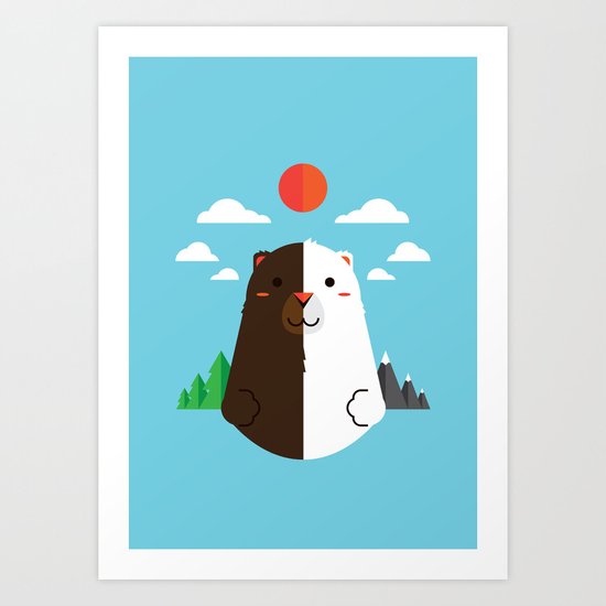 Grizzly & Polar Art Print