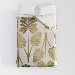 Tropical Palm Leaf Trifecta – Gold Palette Duvet Cover