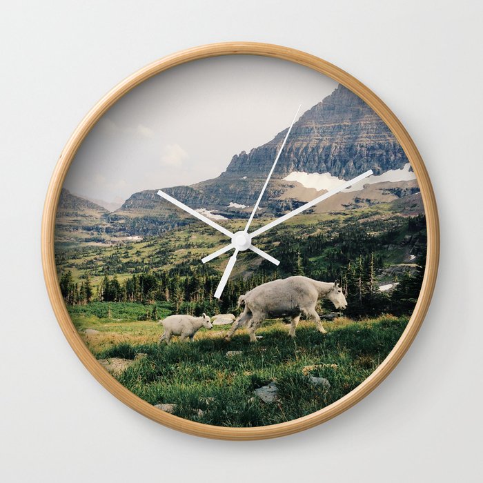 Montana Mountain Goat Family Wall Clock