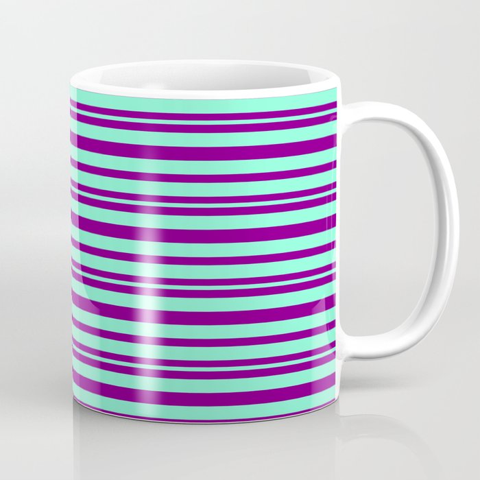 Purple & Aquamarine Colored Pattern of Stripes Coffee Mug