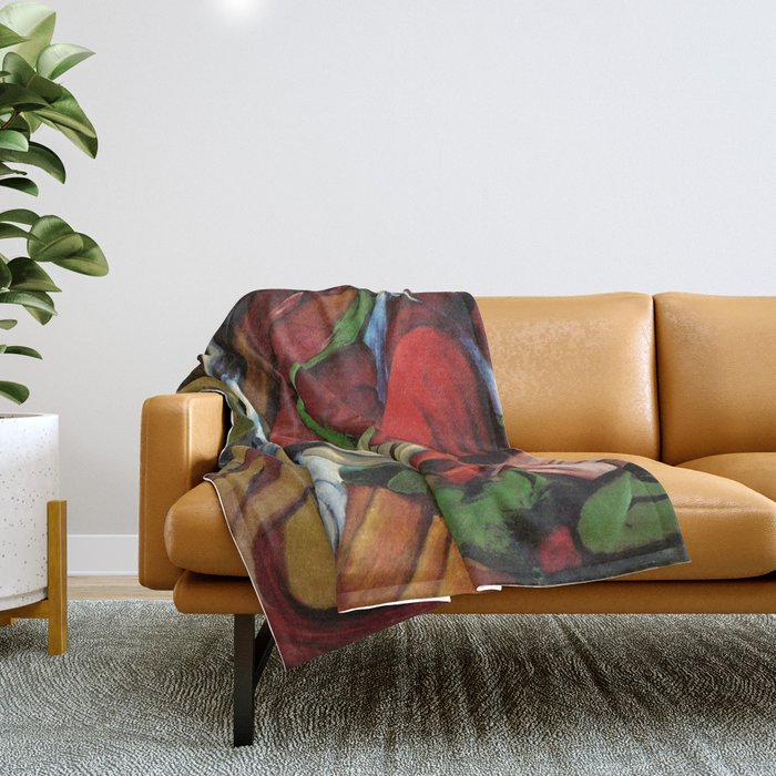 Frantz Mark The Waterfall Cubism Colorful Artwork High Resolution Reproduction Throw Blanket