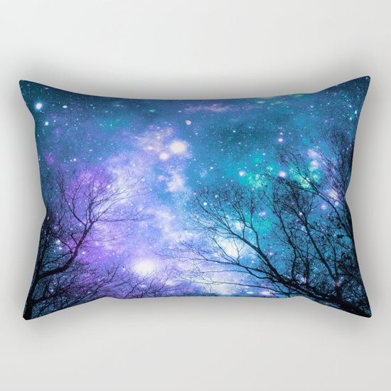 Black Trees Violet Teal Space Rectangular Pillow