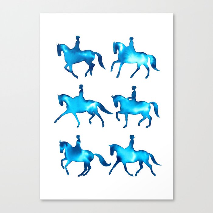 Turquoise Dressage Horse Silhouettes Canvas Print