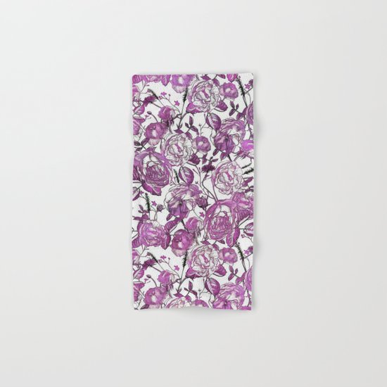 Purple Vintage Retro Flower Pattern Hand & Bath Towel