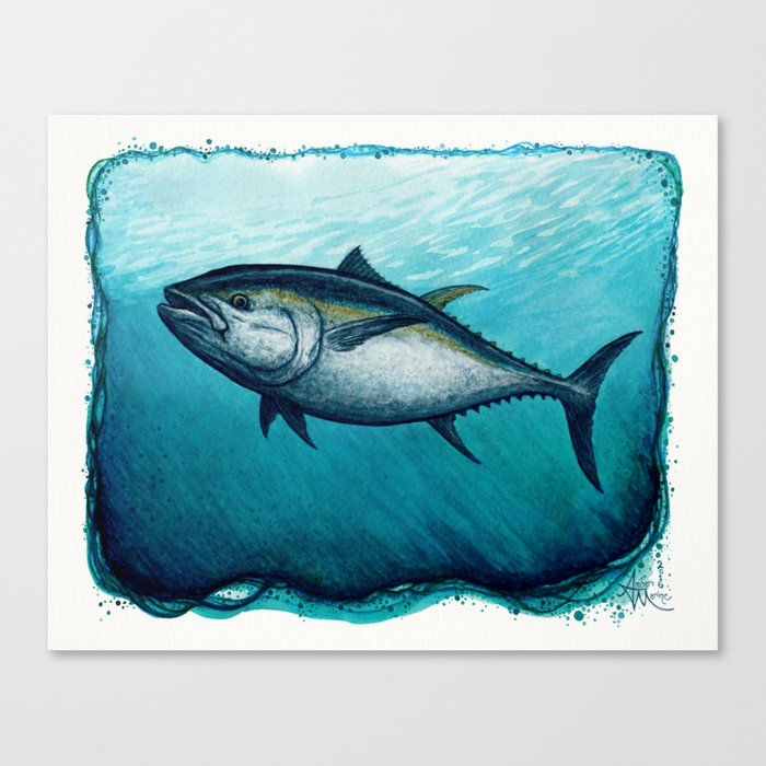 Bluefin Tuna ~ Watercolor Painting by Amber Marine,(Copyright 2016) Canvas Print