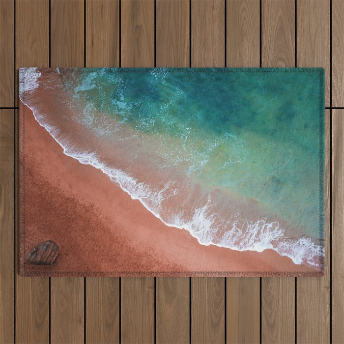 Aerial: Bright and colourful beach Outdoor Rug