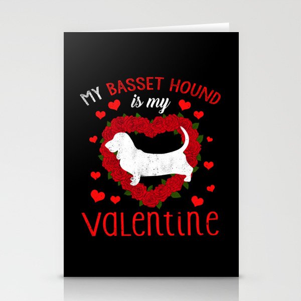Dog Animal Hearts Day Basset My Valentines Day Stationery Cards