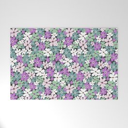 Groovy Daisies - Green Purple Welcome Mat