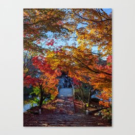 Japan Red Maple Leaves Autumn Season Kyoto Calm Peaceful Canvas Print