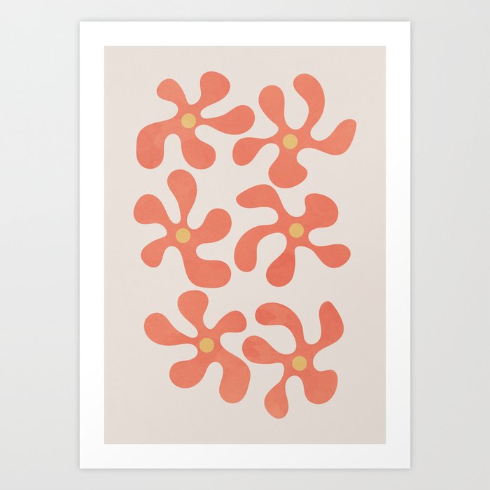 Vibrant Leaf Impressions Abstract Pink Color Art Print