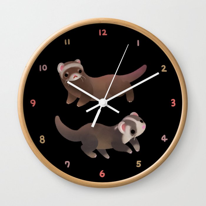 Ferret - dark Wall Clock