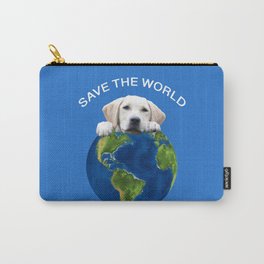 Save the world - Golden retriever and typography Carry-All Pouch