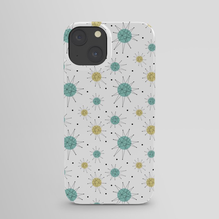 Franciscan Starburst Aqua Blue Yellow Mid Century Pattern iPhone Case