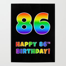 [ Thumbnail: HAPPY 86TH BIRTHDAY - Multicolored Rainbow Spectrum Gradient Poster ]
