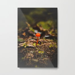 Lonely Red Shroom - Neon by Nature - @zekekitchen Metal Print