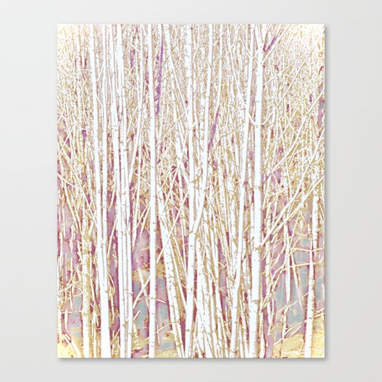 Pastel Paint Birches Canvas Print