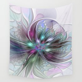 Colorful Fantasy Abstract Modern Fractal Flower Wall Tapestry