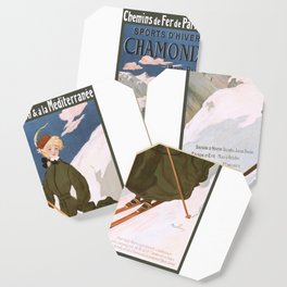 1905 Chamonix France Winter Sports Travel Poster Coaster