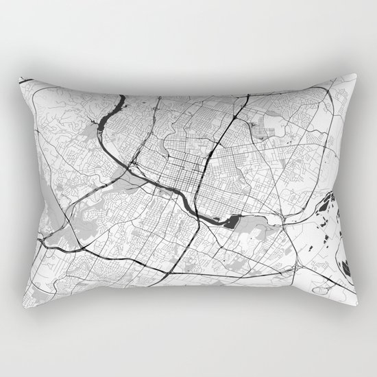 Austin Map Gray Rectangular Pillow