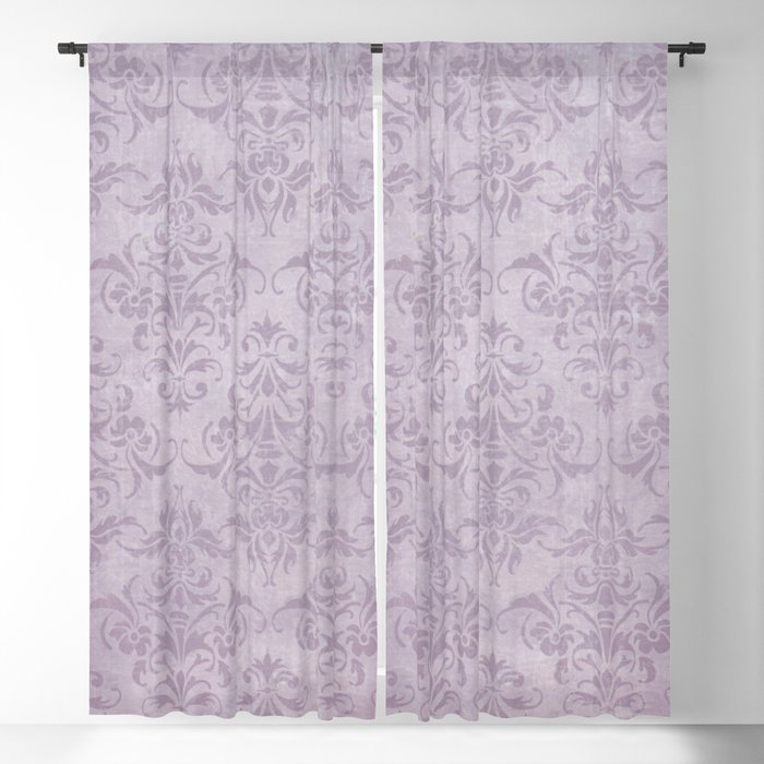Vintage Chic Violet Lilac Floral Damask Pattern Blackout Curtain