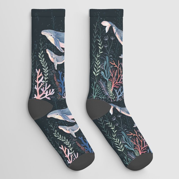 Whales and Coral Socks
