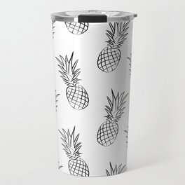 Pineapple Line Art Pattern (black/white) Travel Mug