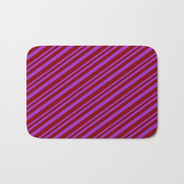 [ Thumbnail: Dark Orchid & Dark Red Colored Lines Pattern Bath Mat ]