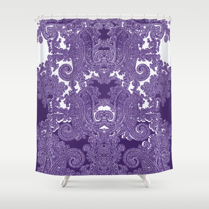 Paisley Vine In Deep Purple Shower, Purple Paisley Shower Curtain