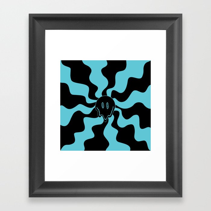 Smile Melt - Blue and Black Framed Art Print