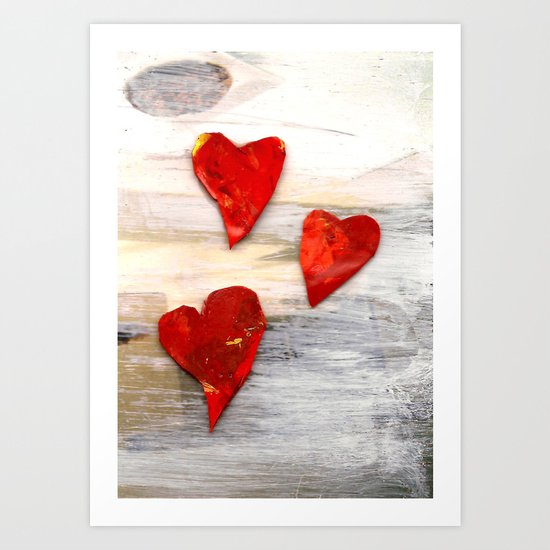 Hearts on Grey Art Print