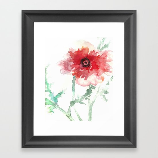 Poppy Watercolor Framed Art Print