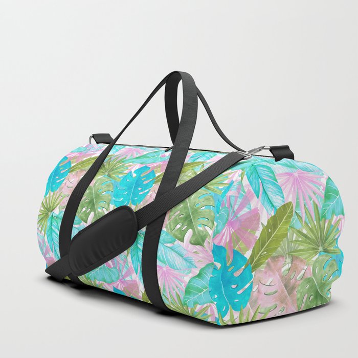 My Blue Green And Pink Summer Tropical Pastel Jungle Duffle Bag