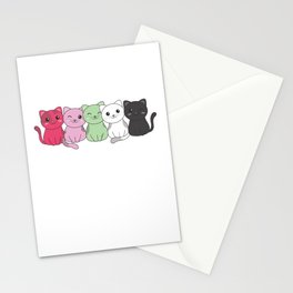 Androgynous Flag Pride Lgbtq Cute Cats Stationery Card