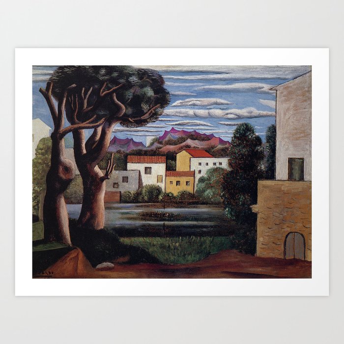 Pablo Picasso, Mediterranean Paysage (Landscape with Dead and Live Trees) (Paisaje con árbol muerto y vivo), oil on canvas landscape painting Art Print
