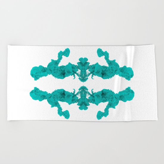 Cyan Ink Drop In Water Beach Towel