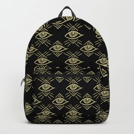All Seeing Eye Talisman Black and Gold Backpack