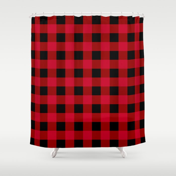 Red And Black Buffalo Check Shower Curtain By Lovelylifestyle