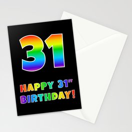 [ Thumbnail: HAPPY 31ST BIRTHDAY - Multicolored Rainbow Spectrum Gradient Stationery Cards ]