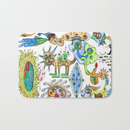 watercolor doodle Bath Mat