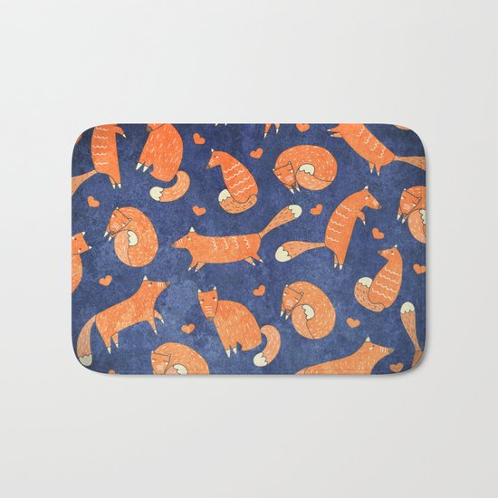 Foxes at Night - Cute Fox Pattern Bath Mat