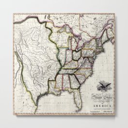 United States of America-Melish, John-1818 vintage pictorial map Metal Print