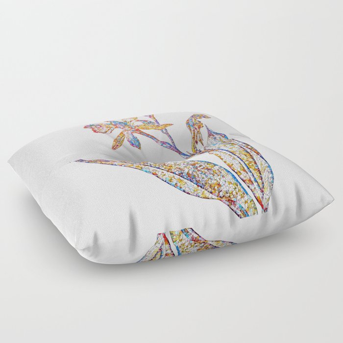 Floral Bandana of the Everglades Mosaic on White Floor Pillow