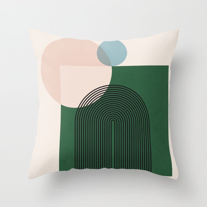Abstraction_SUNLIGHT_GREEN_NATURE_SOFT_POP_ART_1015A Throw Pillow