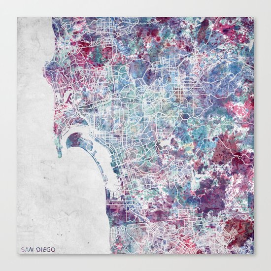 San Diego map Canvas Print