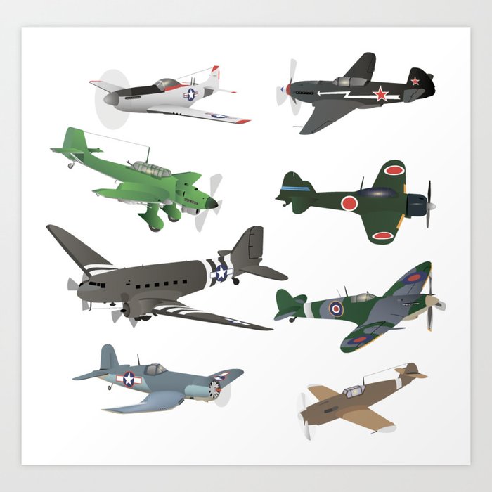 Multiple WW2 Airplanes Art Print
