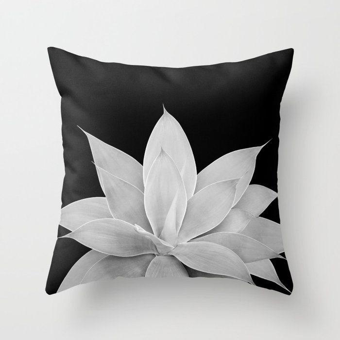 Gray Agave on Black #2 #tropical #decor #art #society6 Throw Pillow