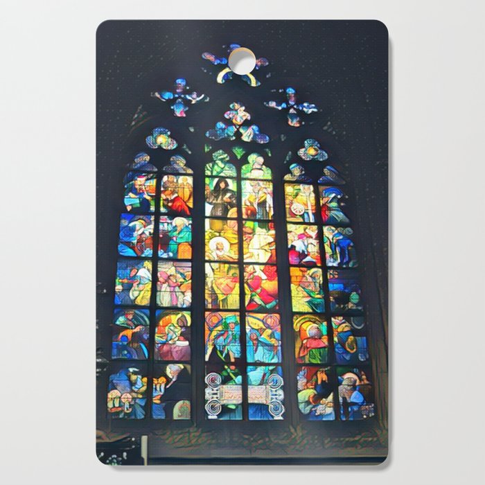 Church Stain Glass Panel | Religion | Cathedral | European | Jesus | Travel Photography Painting Cutting Board