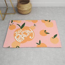 Just Peachy Rug | Oranges, Digital, Girly, Peachy, Summer, Graphicdesign, Fruit, Pun, Cute, Peaches 