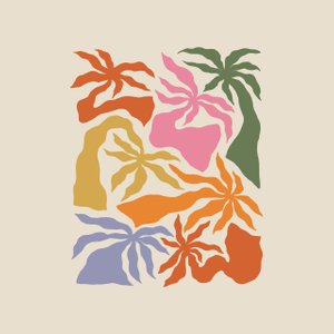 matisse-inspired collage of colorful palm trees