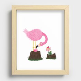 Flamingo & Frog Party Recessed Framed Print